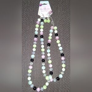 Pastel Beaded Necklace And Earrings